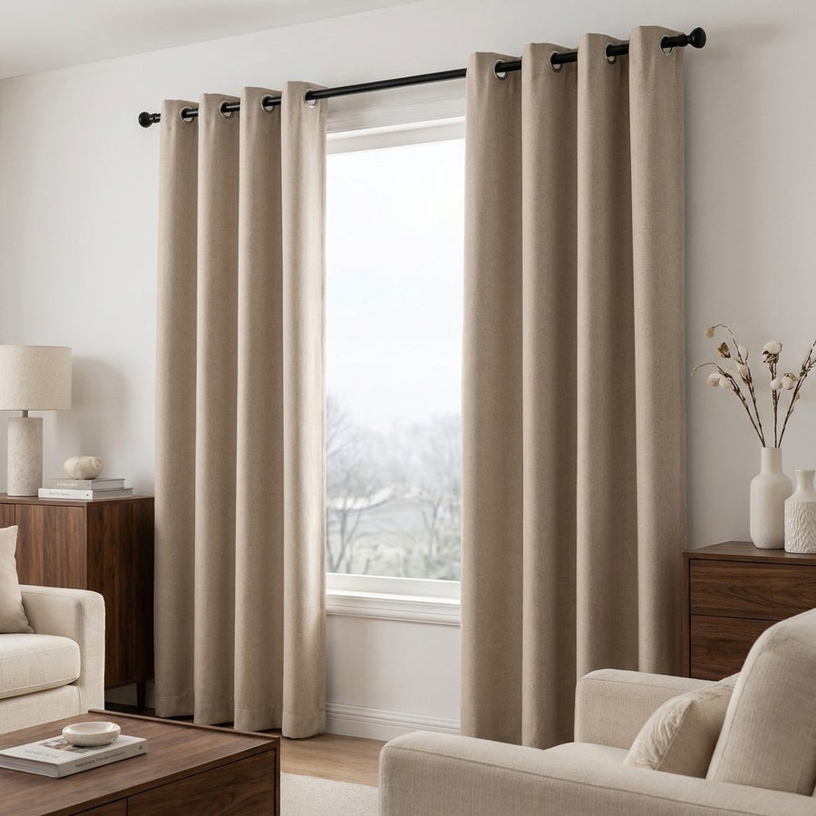 Luxe Gordijnen 100% Blackout - Ringen - Zand