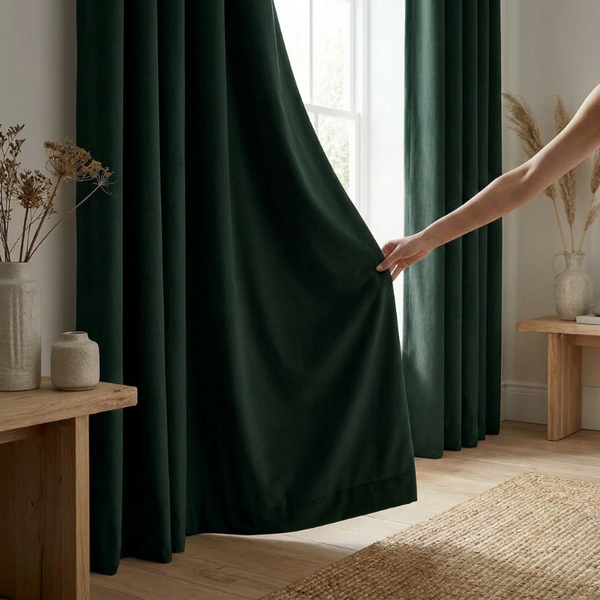 Gordijnen Velvet Verduisterend - Haken - Groen