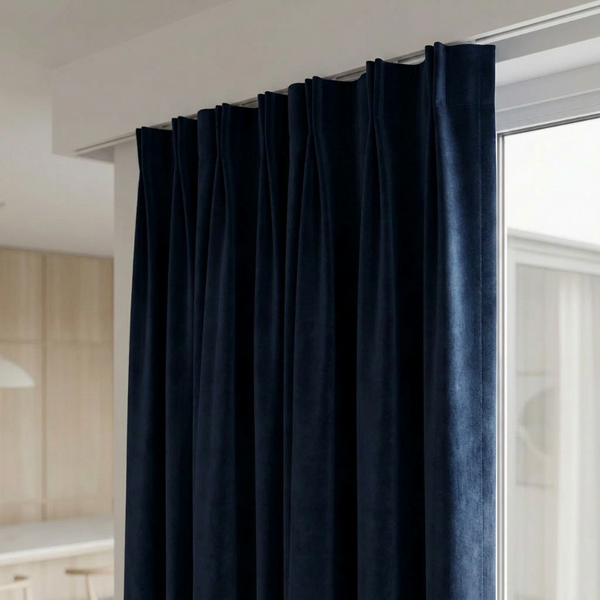 Gordijnen Velvet Verduisterend - Haken - Navy