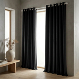 Gordijnen Velvet Verduisterend - Ringen - Zwart