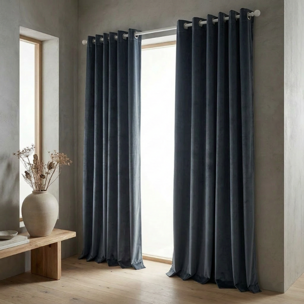 Gordijnen Velvet Verduisterend - Ringen - Antraciet